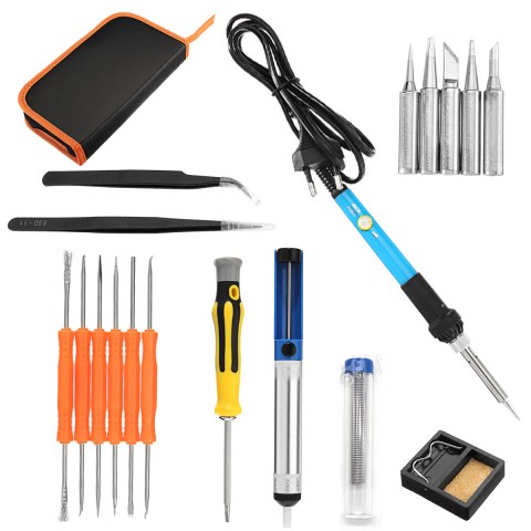 18Pcs 60W 110V/220V Adjustable Temperature Welding Solder Iron Tool 200~450