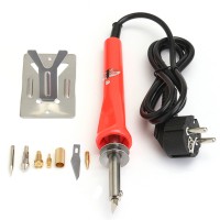 220-240V 30W EU Soldering Set Pyrography Tool Kit with 6Pcs Interchangeable Brass Tips