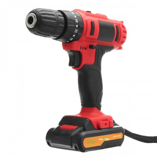 21V Cordless Hammers Impact Drill Rechargeable Electric Screwdriver 1 Charger 2 Batteries