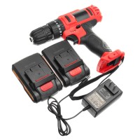 21V Cordless Hammers Impact Drill Rechargeable Electric Screwdriver 1 Charger 2 Batteries