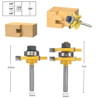 2pcs 1/4 Inch Shank Tongue Groove Router Bit Set 3/4 Inch Stock Woodworking Cutter