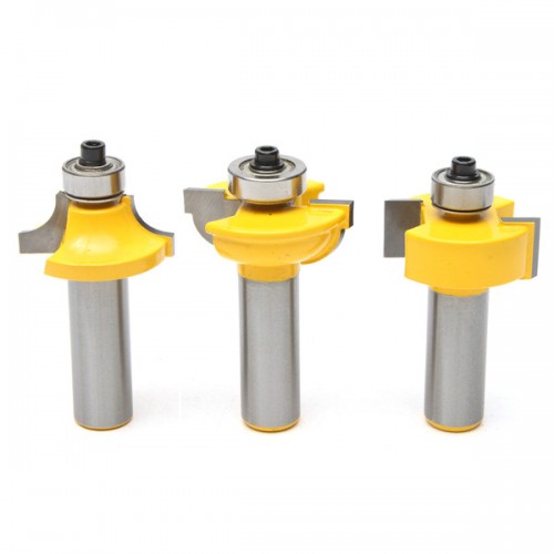 3pcs 1/2 Inch Shank Router Bits Set Glass Door Woodworking Cutting Round-Over Blades Set