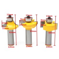 3pcs 1/2 Inch Shank Router Bits Set Glass Door Woodworking Cutting Round-Over Blades Set