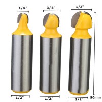 3pcs 1/2 Inch Shank Core Box And Round Nose Router Bits Set Woodworking Tool