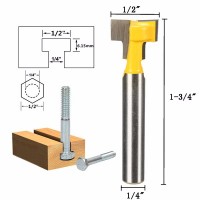 1/4 Inch Shank Yellow T-Slot Cutter Woodworking Router Bit For 1/2 Inch Hex Bolt