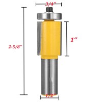 1/2 Inch Shank Flush Trim Router Bit With End Bearing Woodworking Cutter